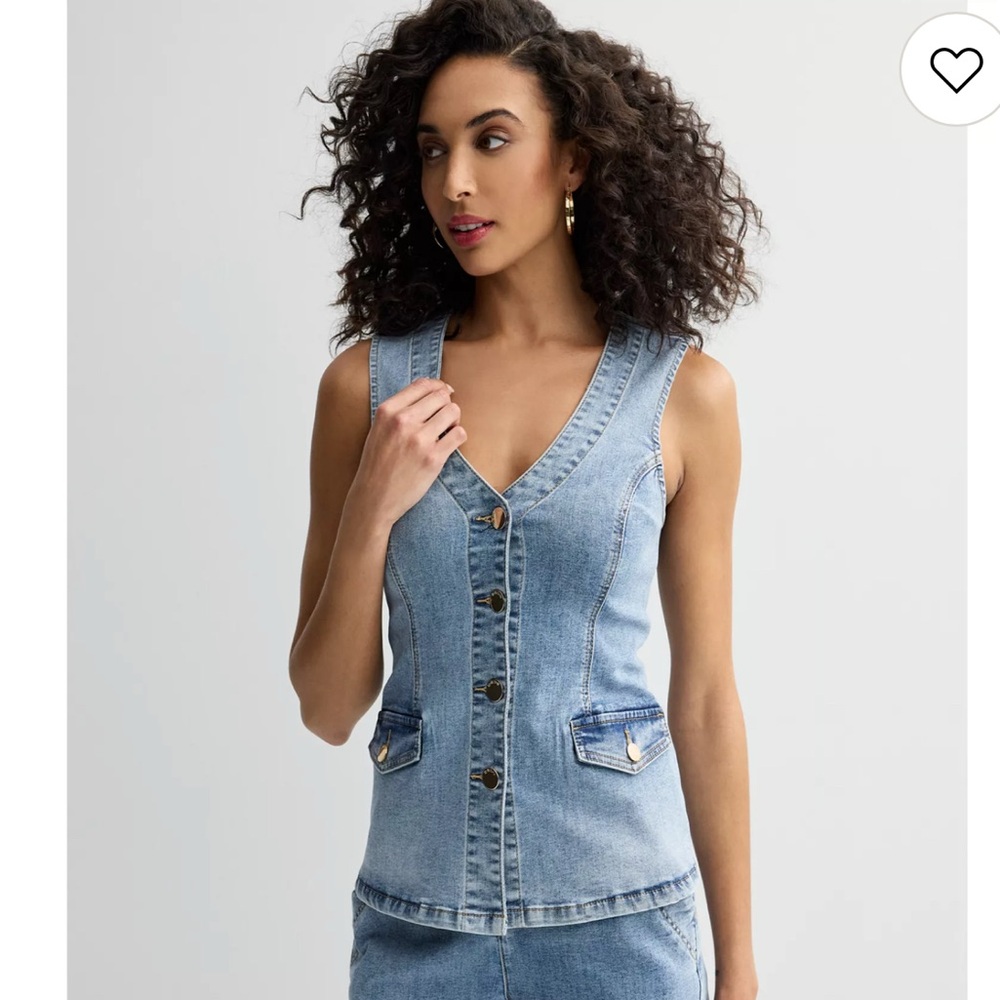 Stylish Denim Vest with Button Details shorts! Sold as set!